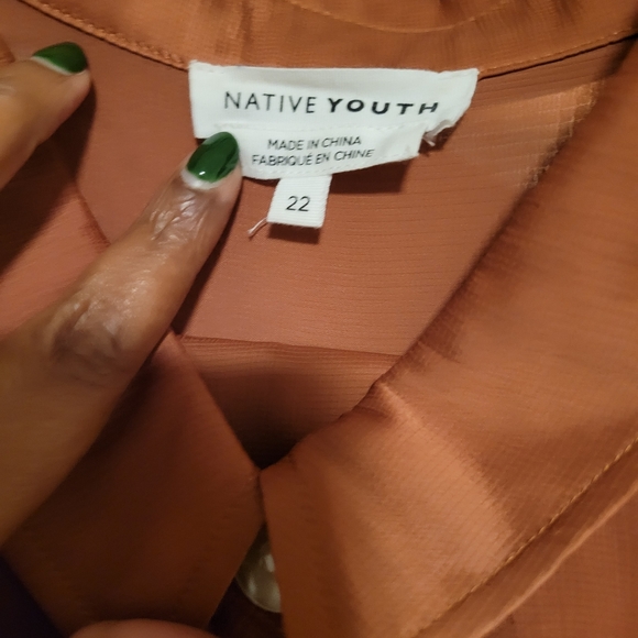 Satin Feel Native Youth Button Down Top (Part of 2 piece set) - Picture 4 of 7